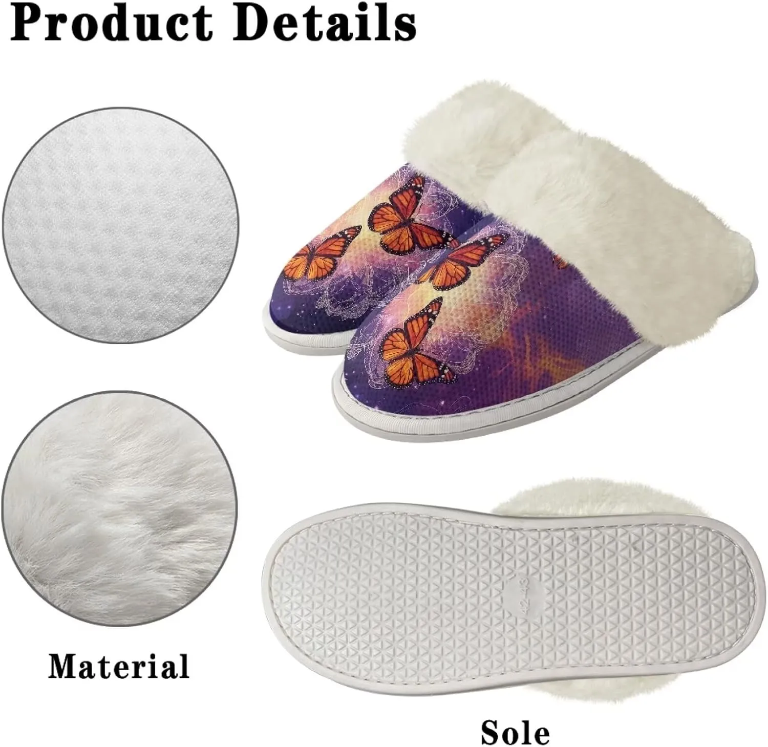 Jeiento Women's Indoor Bedroom Slipper for Women, Butterfly Print House Shoe