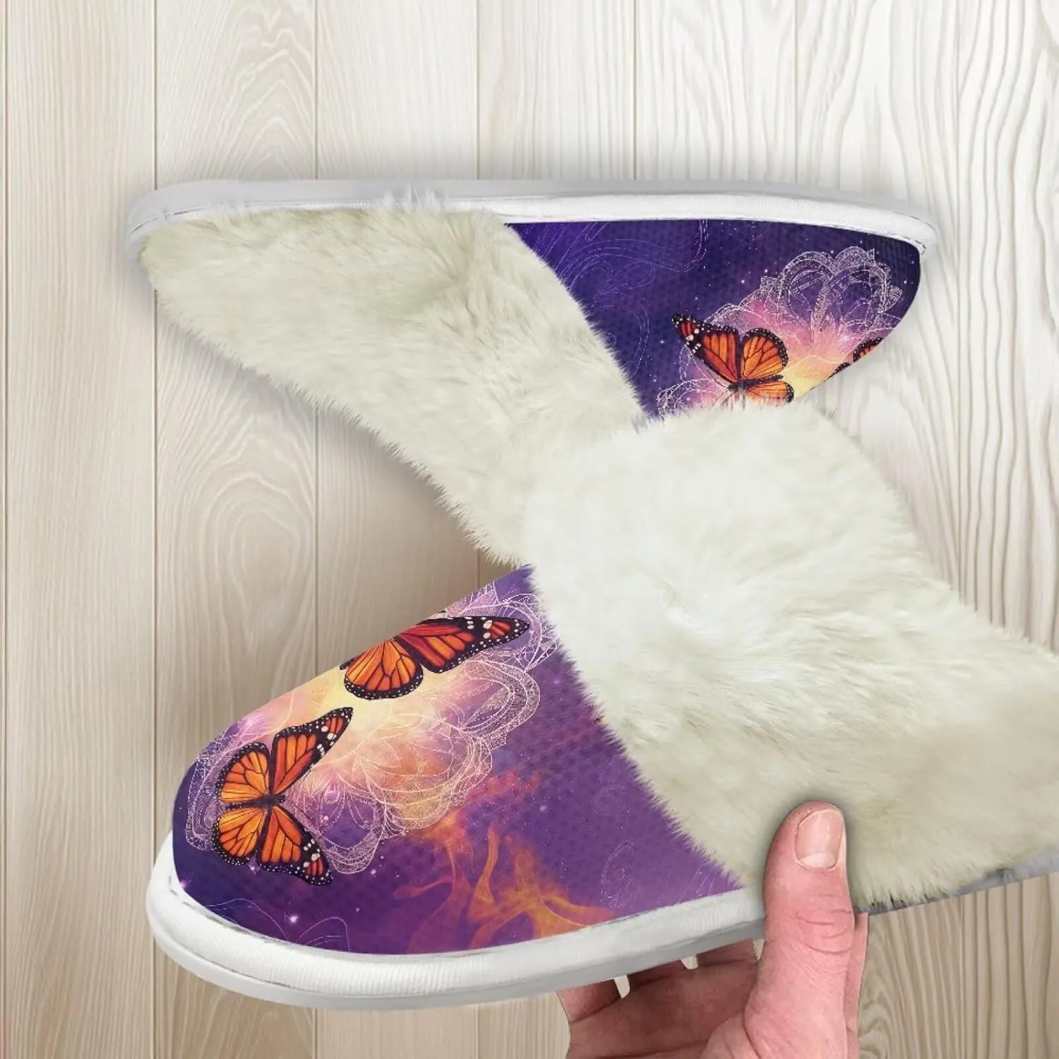 Jeiento Women's Indoor Bedroom Slipper for Women, Butterfly Print House Shoe