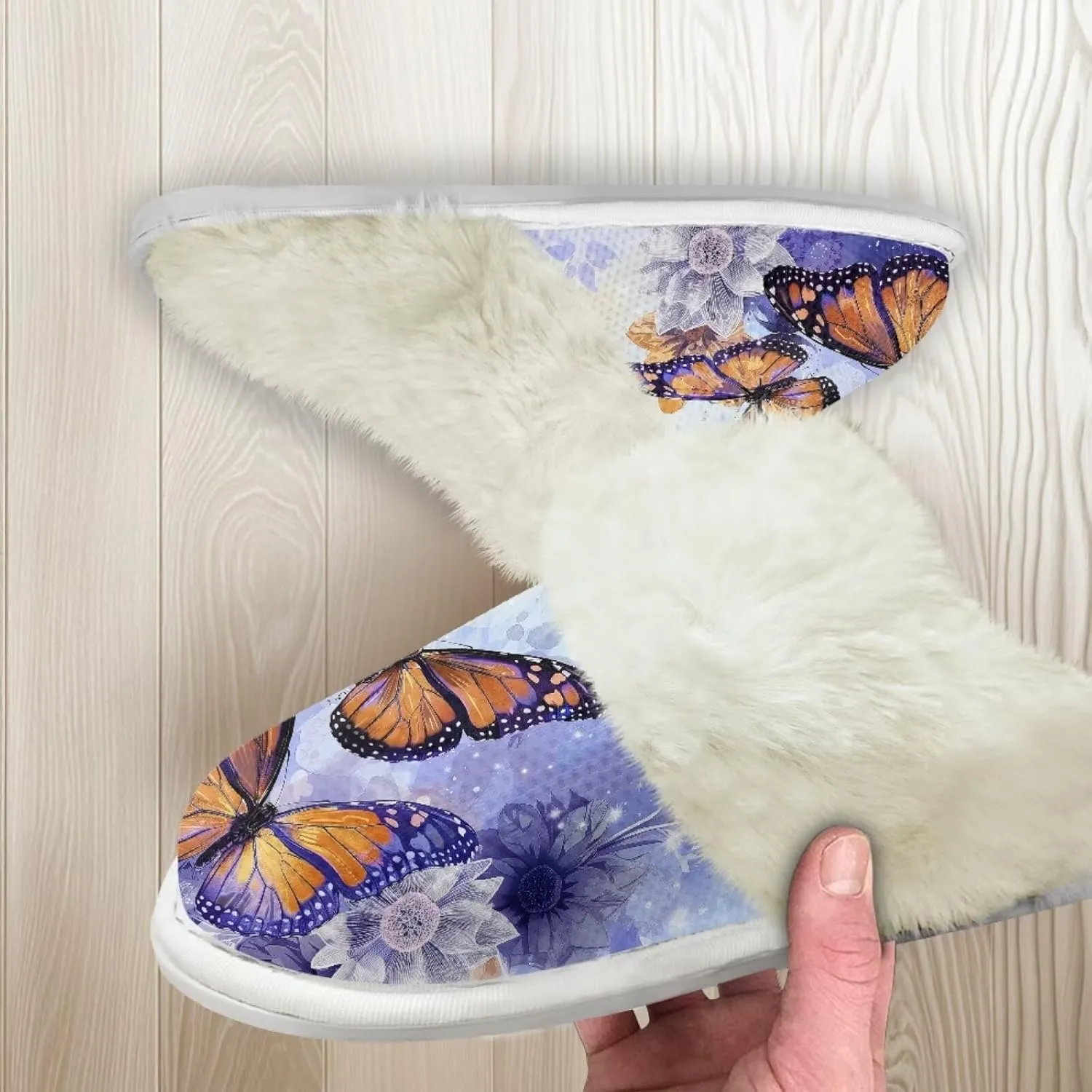 Jeiento Women's Indoor Bedroom Slipper for Women, Butterfly Print House Shoe