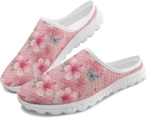 Jeiento Womens Slip On Walking Shoes Breathable Flat Mules Shoe with Arch Support Lightweight Comfort Open Back Casual Sneakers