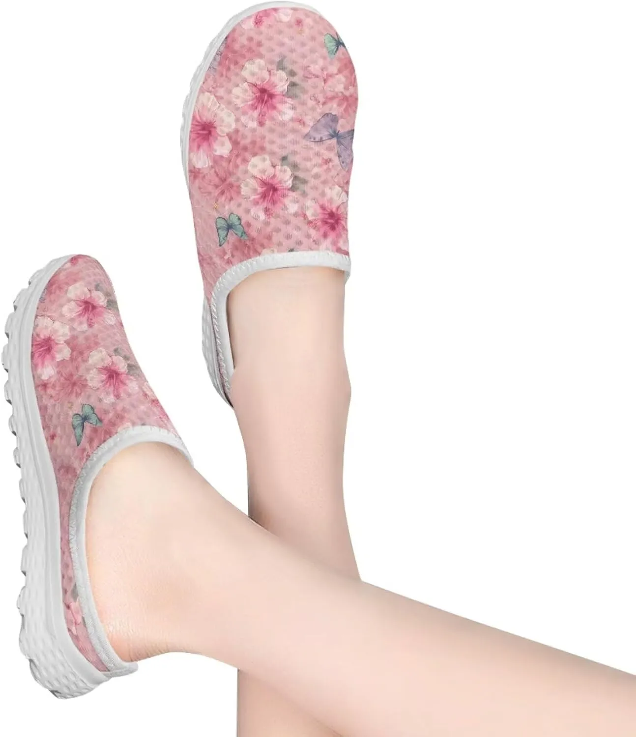 Jeiento Womens Slip On Walking Shoes Breathable Flat Mules Shoe with Arch Support Lightweight Comfort Open Back Casual Sneakers