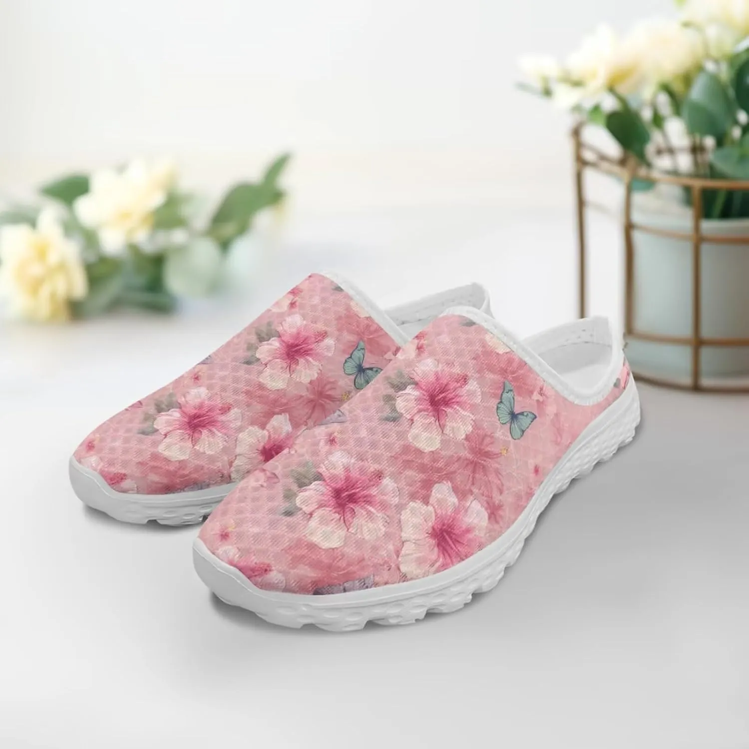 Jeiento Womens Slip On Walking Shoes Breathable Flat Mules Shoe with Arch Support Lightweight Comfort Open Back Casual Sneakers