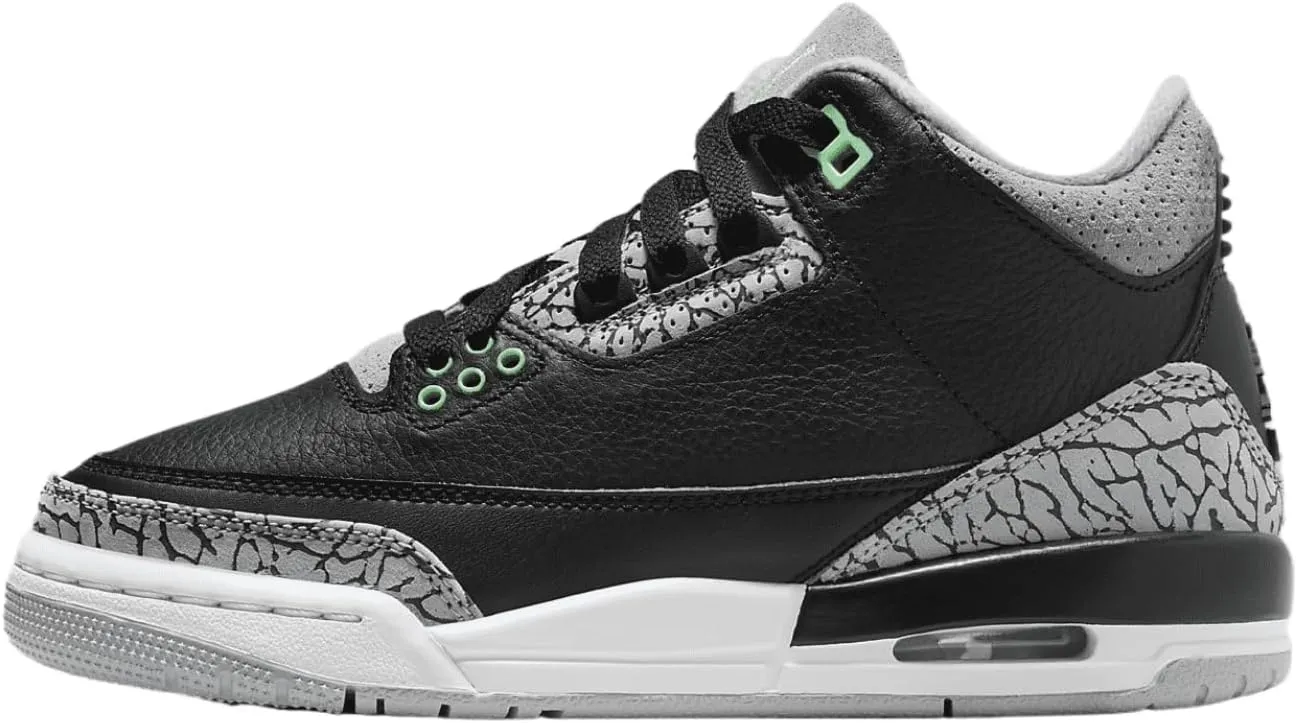Jordan Big Kid's 3 Retro Black/Green Glow-Wolf Grey (DM0967 031) - 6