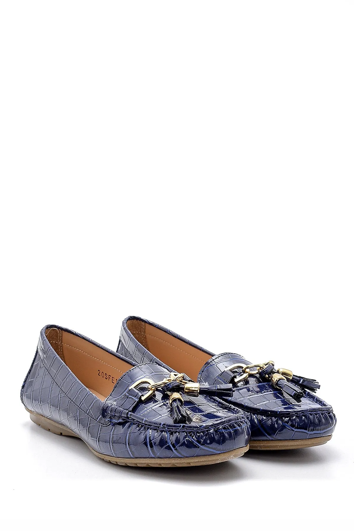 Kadın Kroko Desenli Rugan Loafer