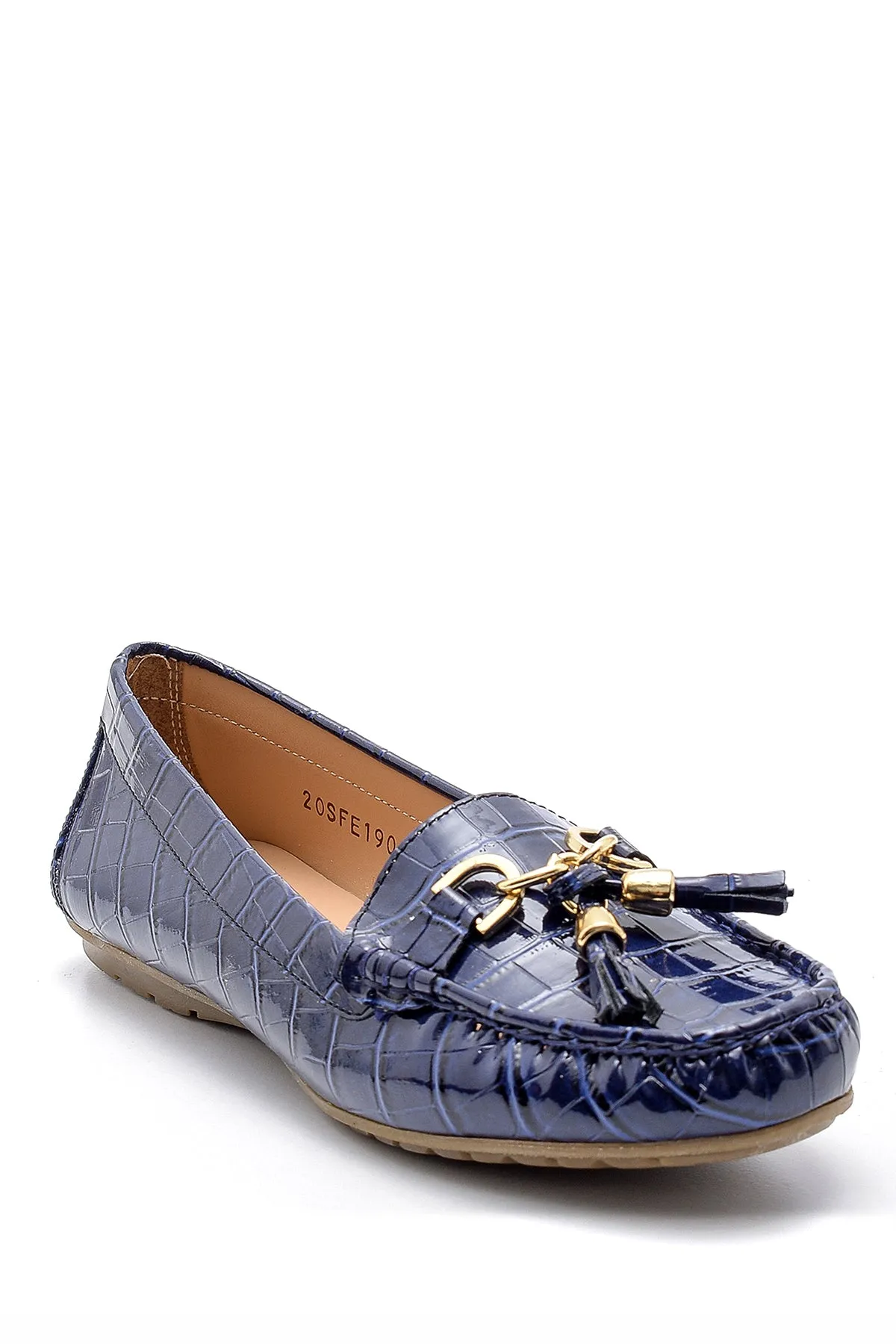 Kadın Kroko Desenli Rugan Loafer