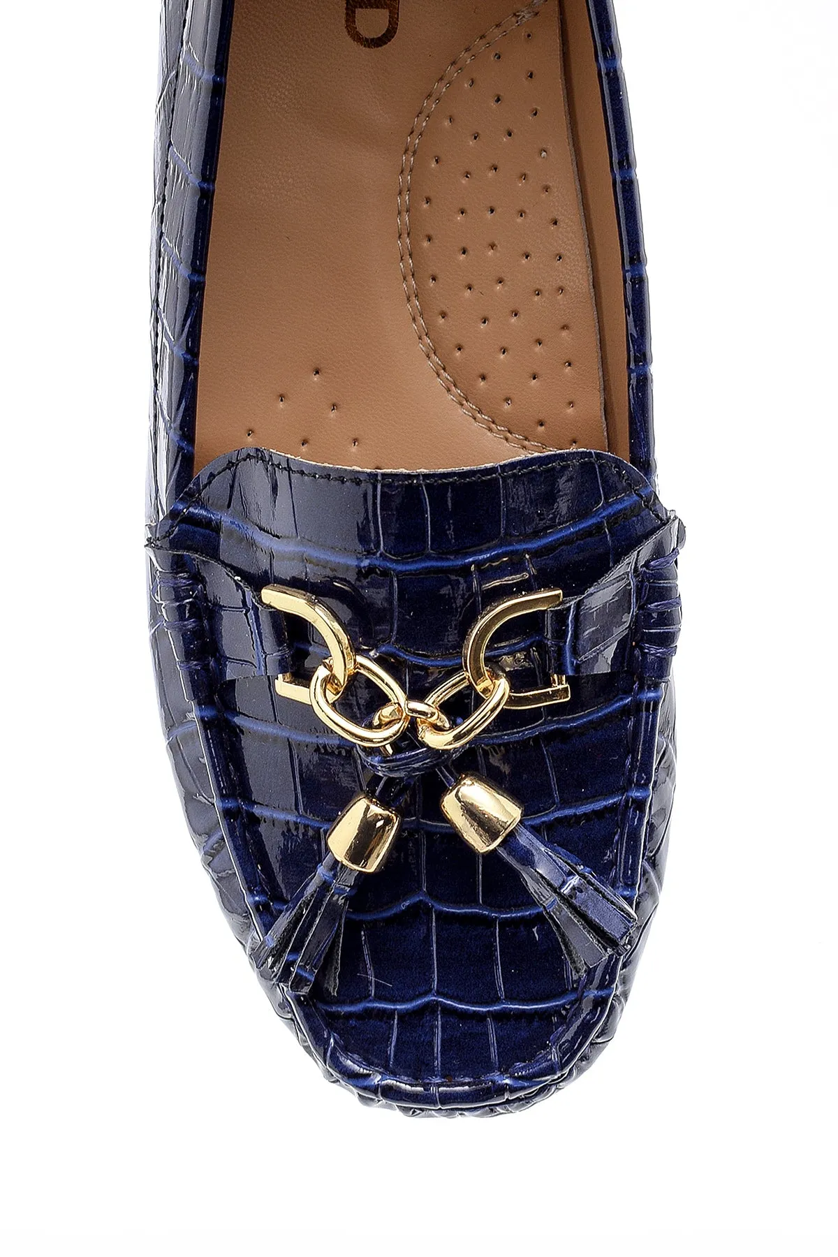 Kadın Kroko Desenli Rugan Loafer