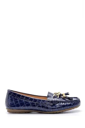 Kadın Kroko Desenli Rugan Loafer