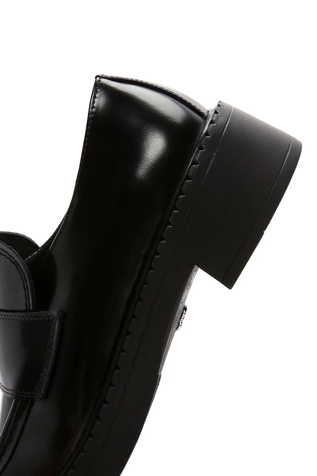 Kadın Siyah Rugan Deri Maskülen Loafer