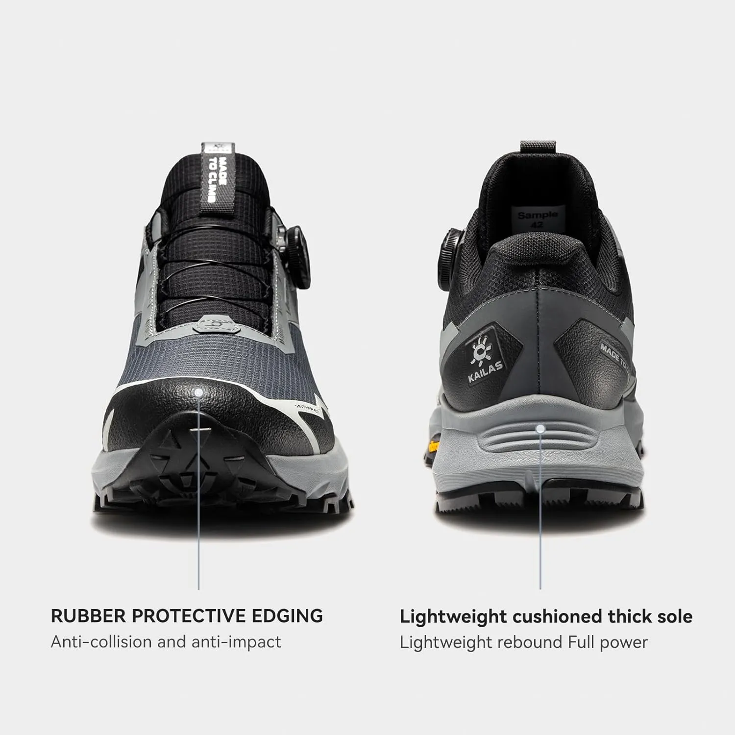 KAILAS Men's Kuocang BOA Hiking Shoe FLT Waterproof V Sole Non-Slip Shoes Lightweight Breathable Low Height Outdoor Trailing Trekking Shoes