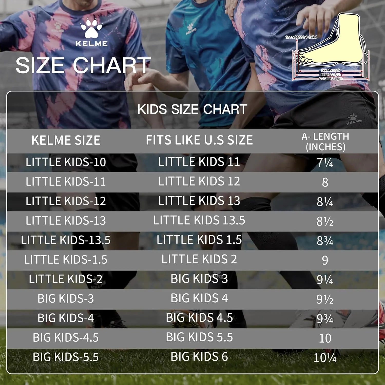 KELME Kids Soccer Shoes TF Soccer Cleats Boys Girls Professional Futsal Sneaker Breathable Athletic Football Boots for Outdoor Indoor