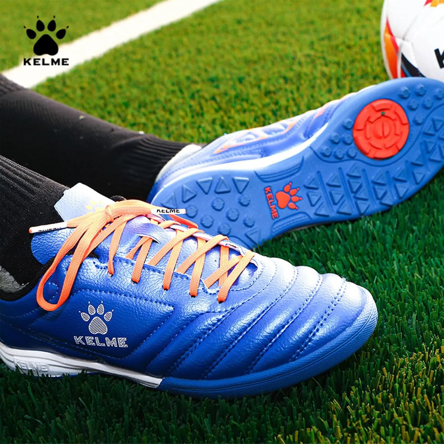 KELME Kids Soccer Shoes TF Soccer Cleats Boys Girls Professional Futsal Sneaker Breathable Athletic Football Boots for Outdoor Indoor
