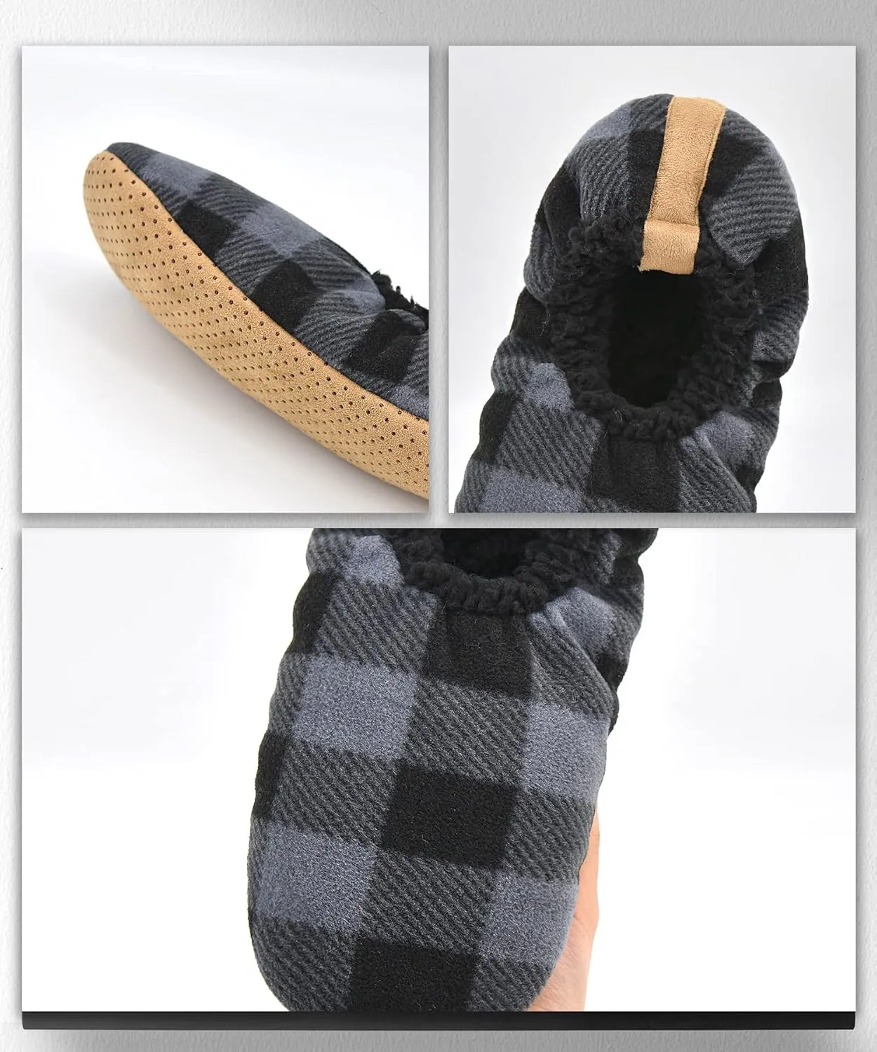 Keyela Mens Slipper Socks With Non Skid Bottoms, Warm Slipper Socks With Grippers For Men, Fuzzy House Slippers