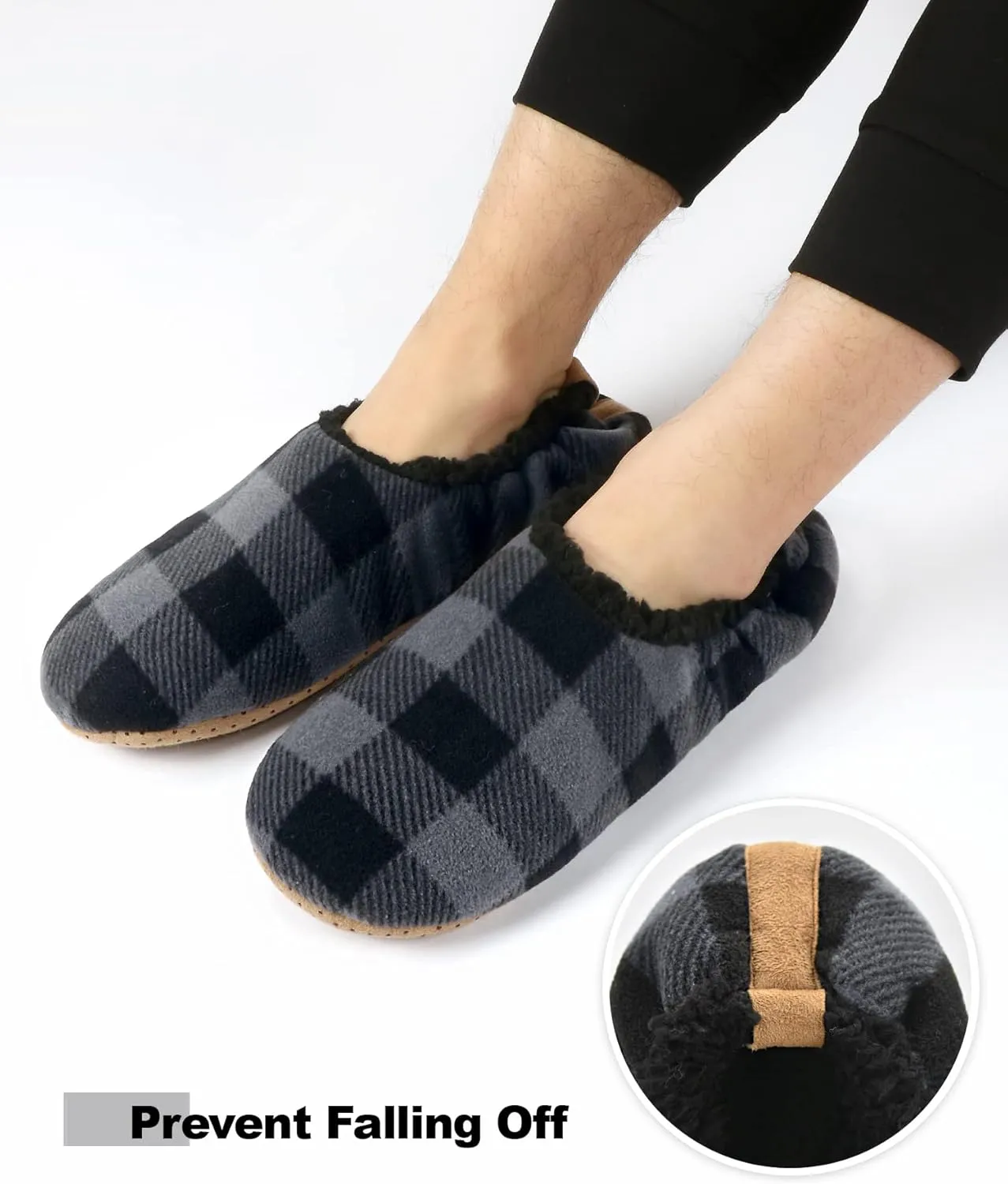 Keyela Mens Slipper Socks With Non Skid Bottoms, Warm Slipper Socks With Grippers For Men, Fuzzy House Slippers