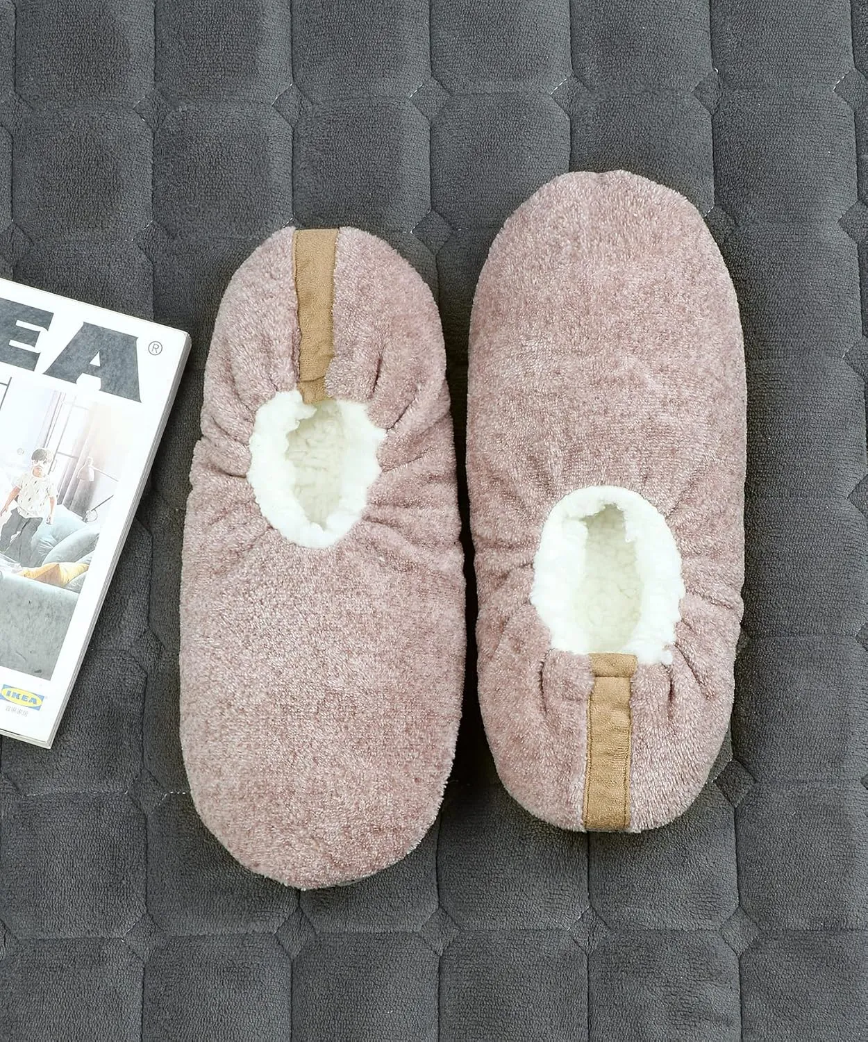 Keyela Mens Slipper Socks With Non Skid Bottoms, Warm Slipper Socks With Grippers For Men, Fuzzy House Slippers