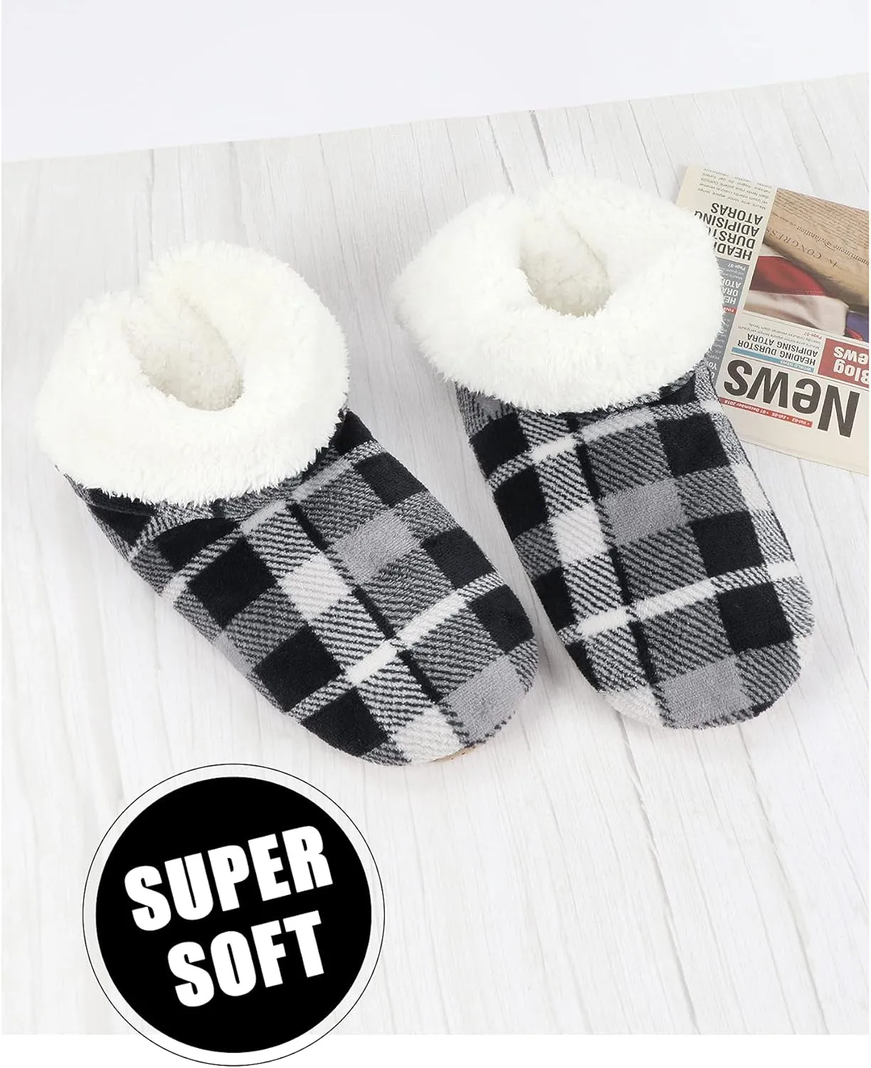 Keyela Slipper Socks Soft Cozy Thick House Indoor Boot Sock Shoes with Anti-Skid Bottom Soles for Men's