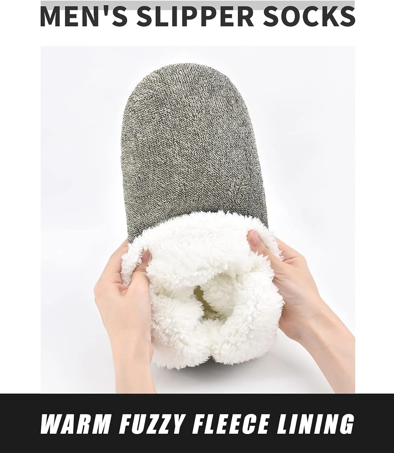 Keyela Slipper Socks Soft Cozy Thick House Indoor Boot Sock Shoes with Anti-Skid Bottom Soles for Men's