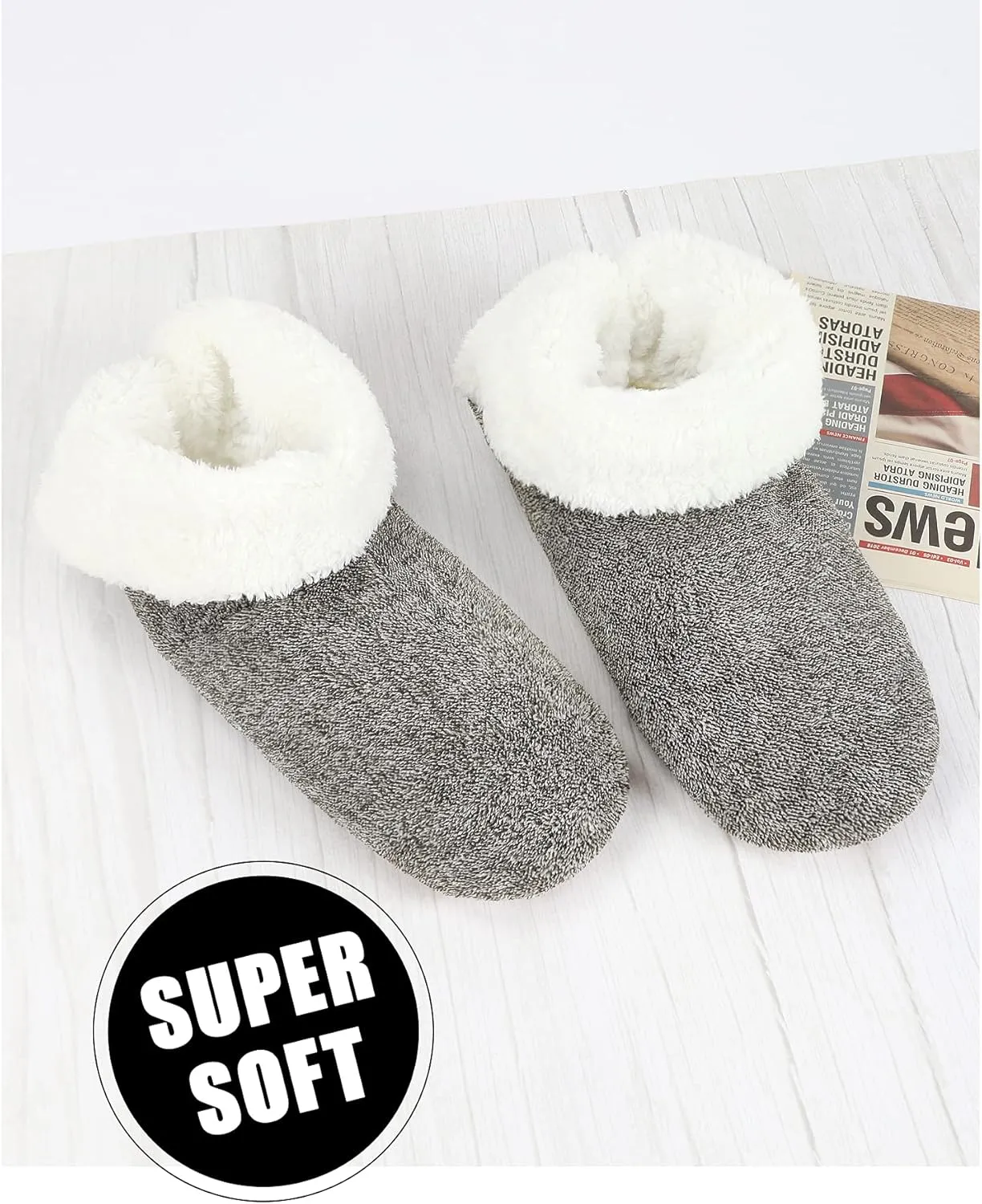 Keyela Slipper Socks Soft Cozy Thick House Indoor Boot Sock Shoes with Anti-Skid Bottom Soles for Men's