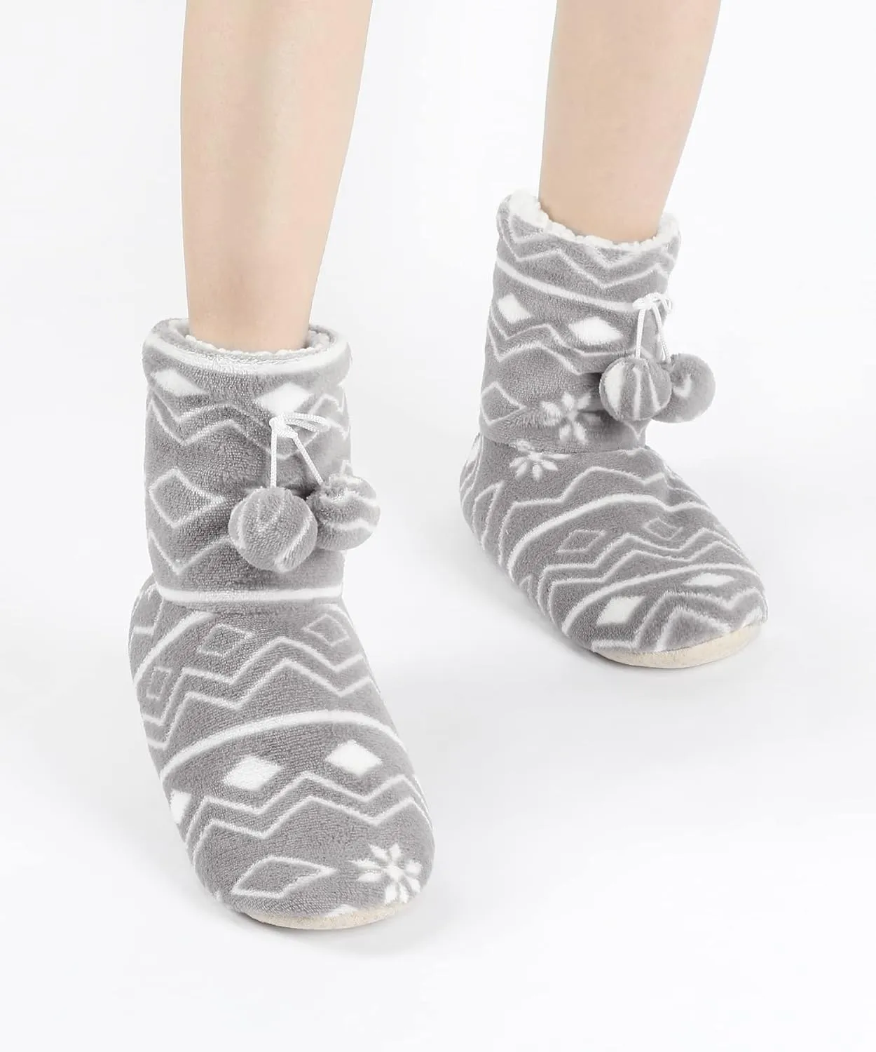 Keyela Womens Slipper Socks With Soles, Fluffy Cozy Soft Non-Skid Bottom Slippers Booties For Ladies, Fuzzy Winter House Slippers