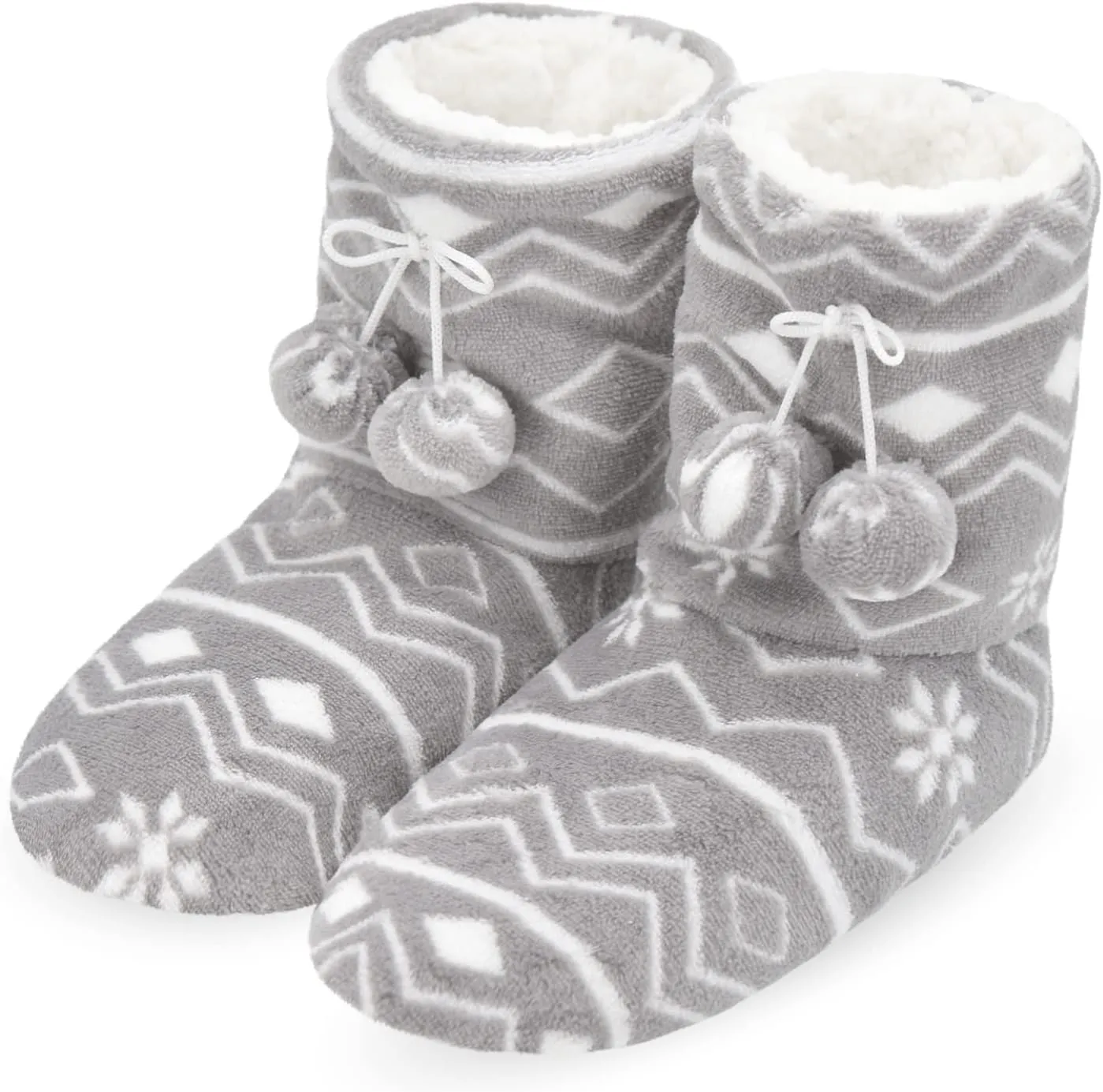 Keyela Womens Slipper Socks With Soles, Fluffy Cozy Soft Non-Skid Bottom Slippers Booties For Ladies, Fuzzy Winter House Slippers