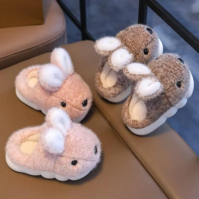 Kid Girl Boy Lovely Rabbit Warm Indoor Slippers for Winter House Bedroom Walking
