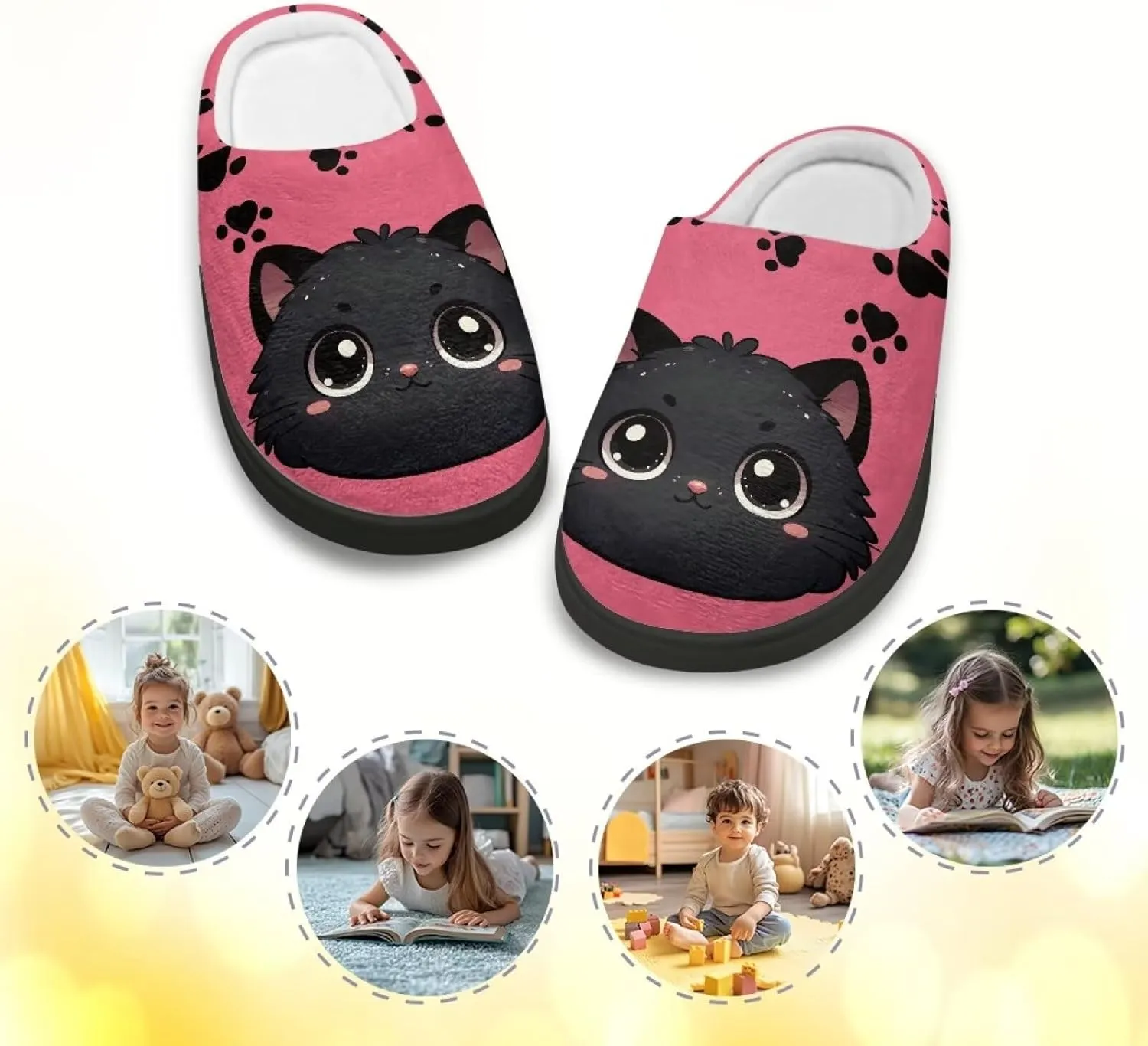 Kids Cotton Slipper Winter Warm Comfortable Fuzzy Fluffy Soft Breathable Non-Slip Home Outdoor Slippers for Toddler Boys GirlsLittle kids US 9-15
