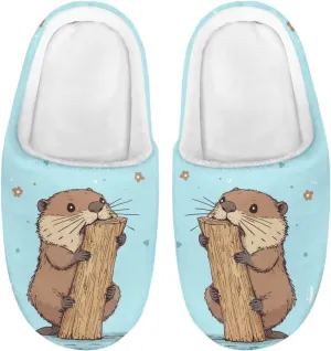 Kids Cute Slippers for Boy Girls Soft Fluffy Plush Slippers Animal Print House Shoes Non Slip Warm Slippers US 9-15