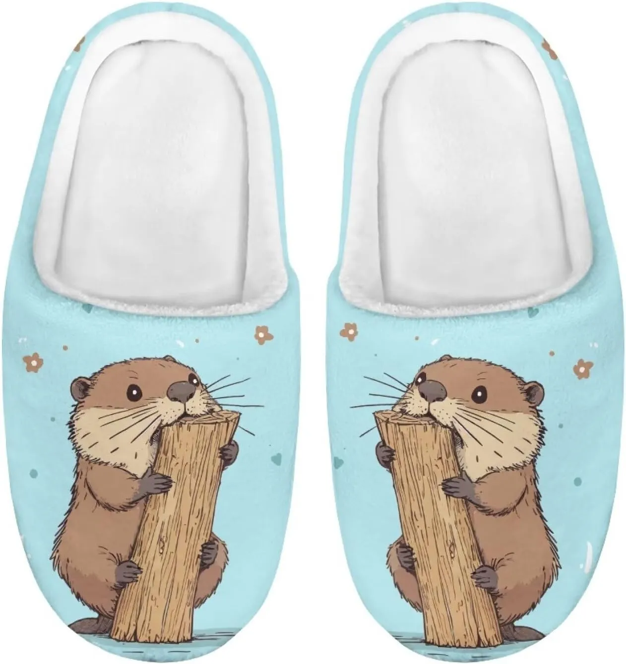 Kids Cute Slippers for Boy Girls Soft Fluffy Plush Slippers Animal Print House Shoes Non Slip Warm Slippers US 9-15