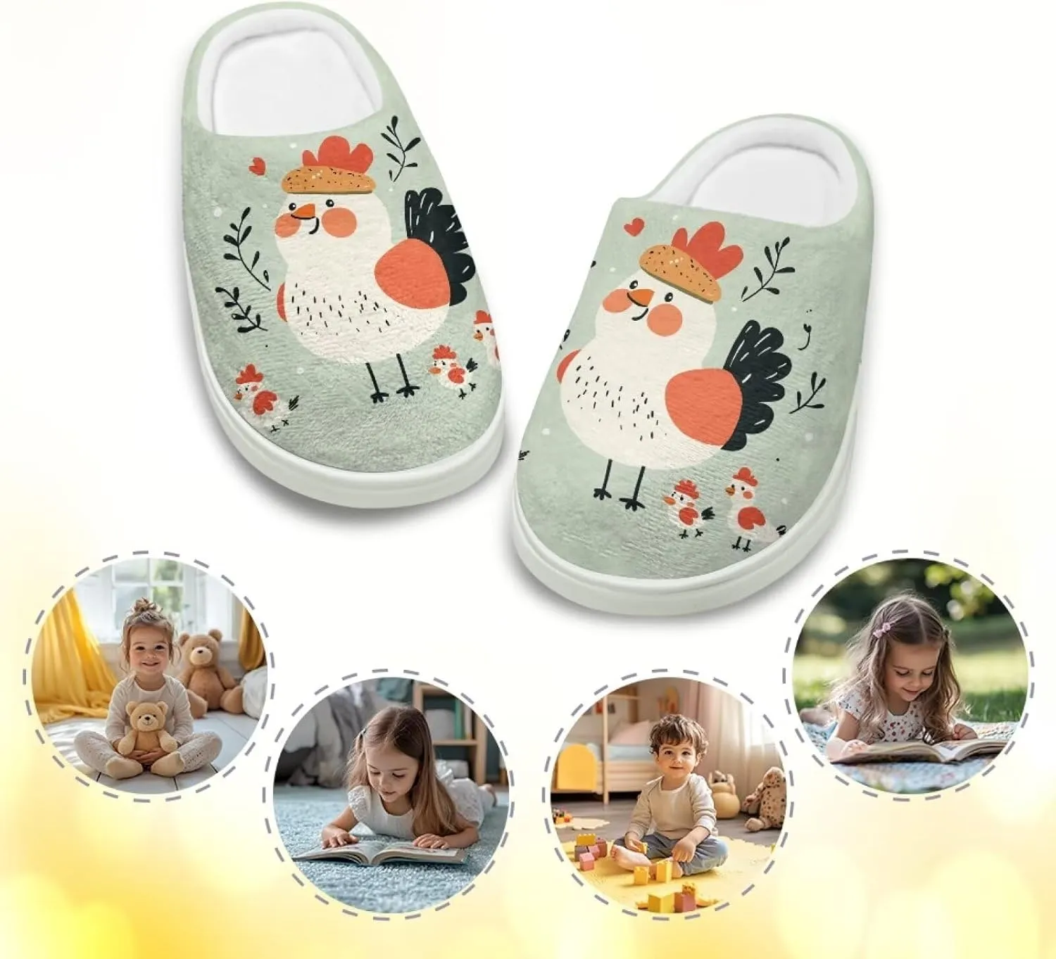 Kids Cute Slippers for Boy Girls Soft Fluffy Plush Slippers Animal Print House Shoes Non Slip Warm Slippers US 9-15