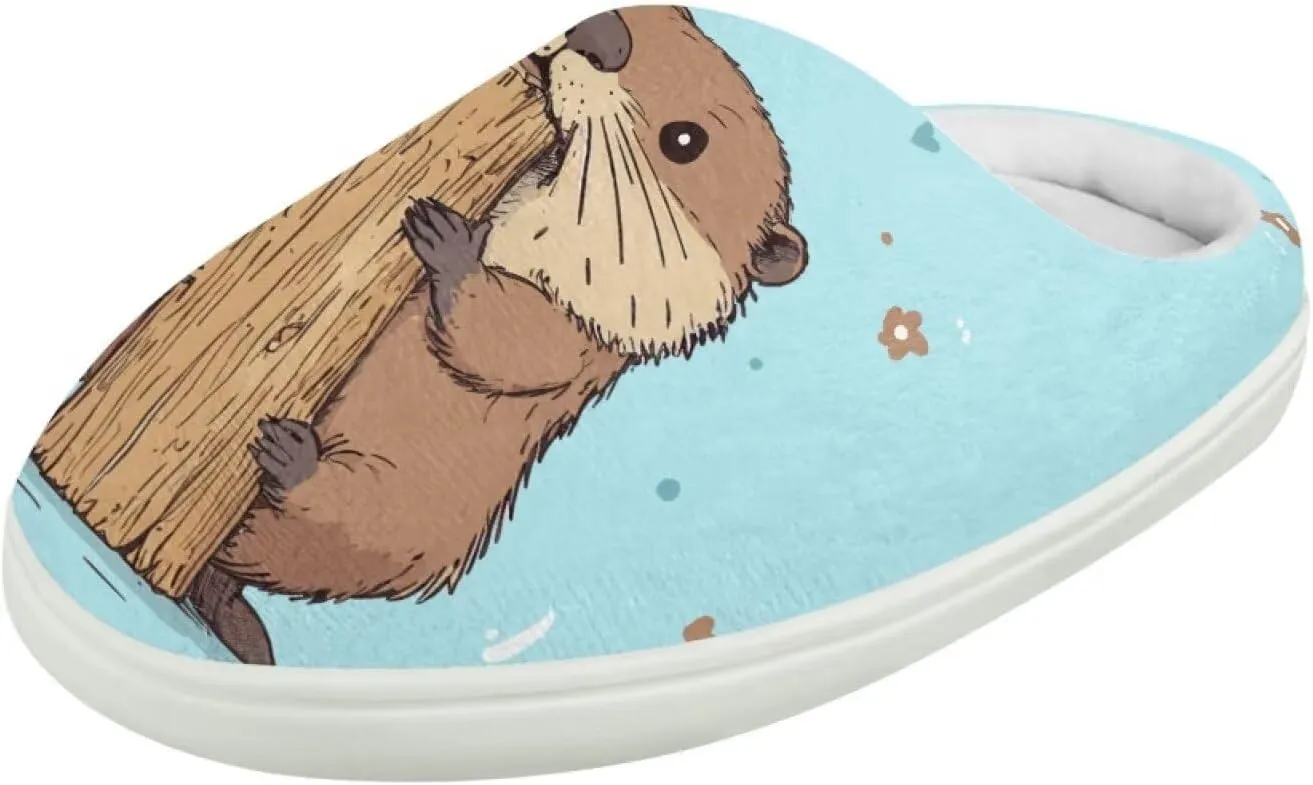 Kids Cute Slippers for Boy Girls Soft Fluffy Plush Slippers Animal Print House Shoes Non Slip Warm Slippers US 9-15