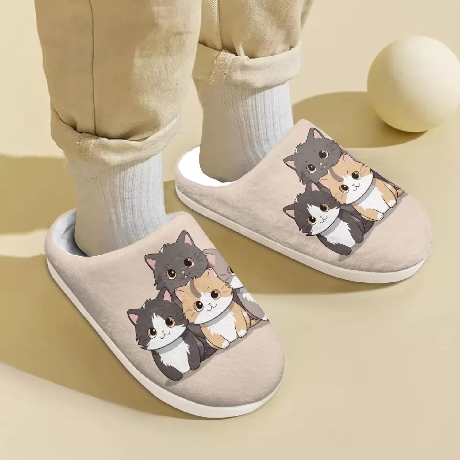 Kids House Slippers Size 9-14.5 Cute Slippers for Teen Girls Soft Plush Warm Bedroom Shoes White Sole