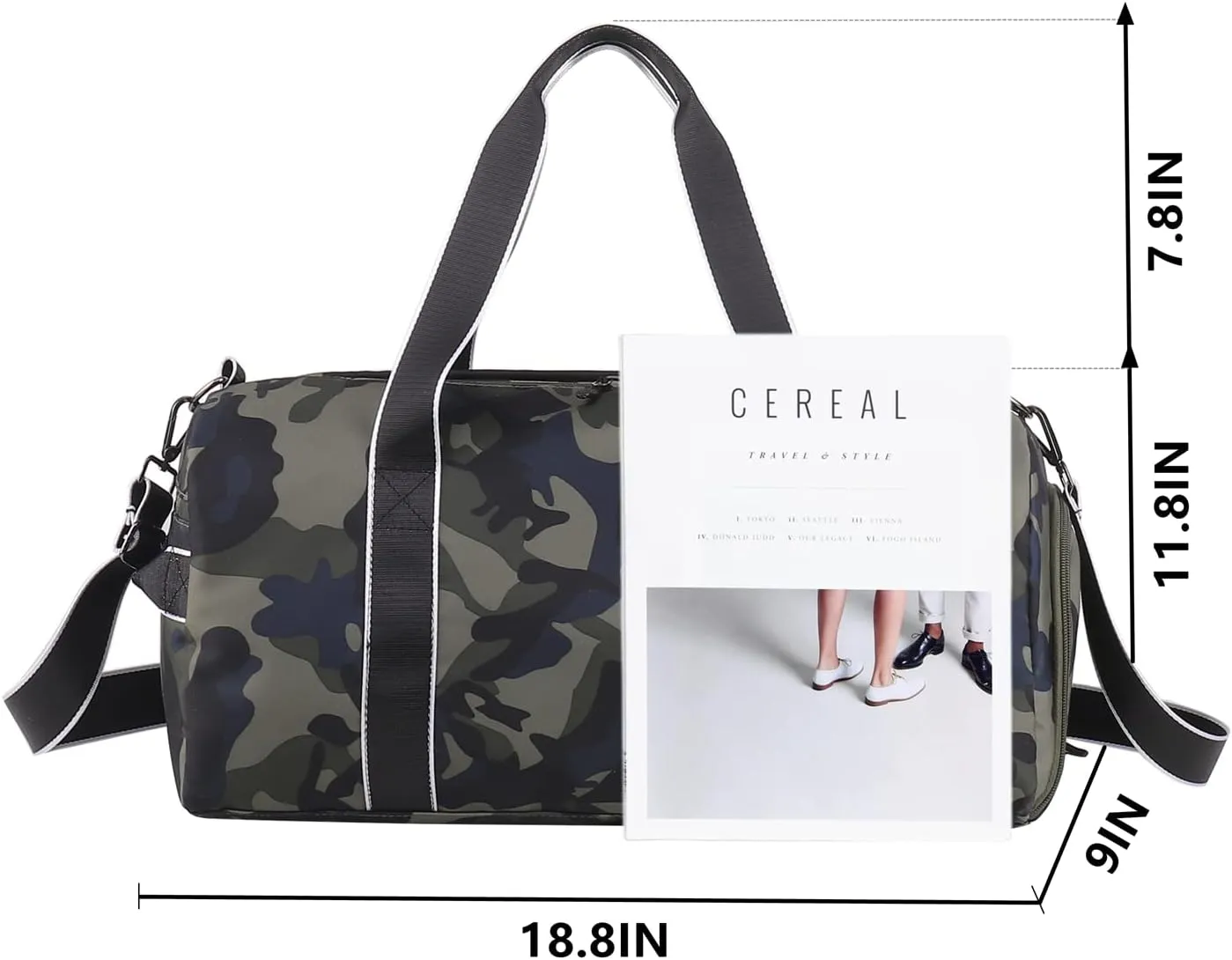 Kids Overnight Duffle Bag Girls Boys Sports Gym Bag with Shoe Compartment Wet Pocket Camouflage travel bag (ArmyGreen)