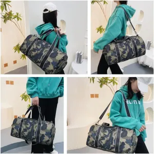 Kids Overnight Duffle Bag Girls Boys Sports Gym Bag with Shoe Compartment Wet Pocket Camouflage travel bag (ArmyGreen)
