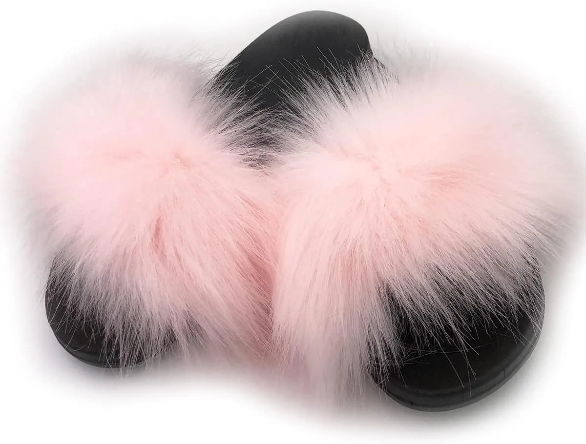 Kids Soft Artificial fur Sandals Slides Comfy Lightweight Furry Cute House Slippers for Girls