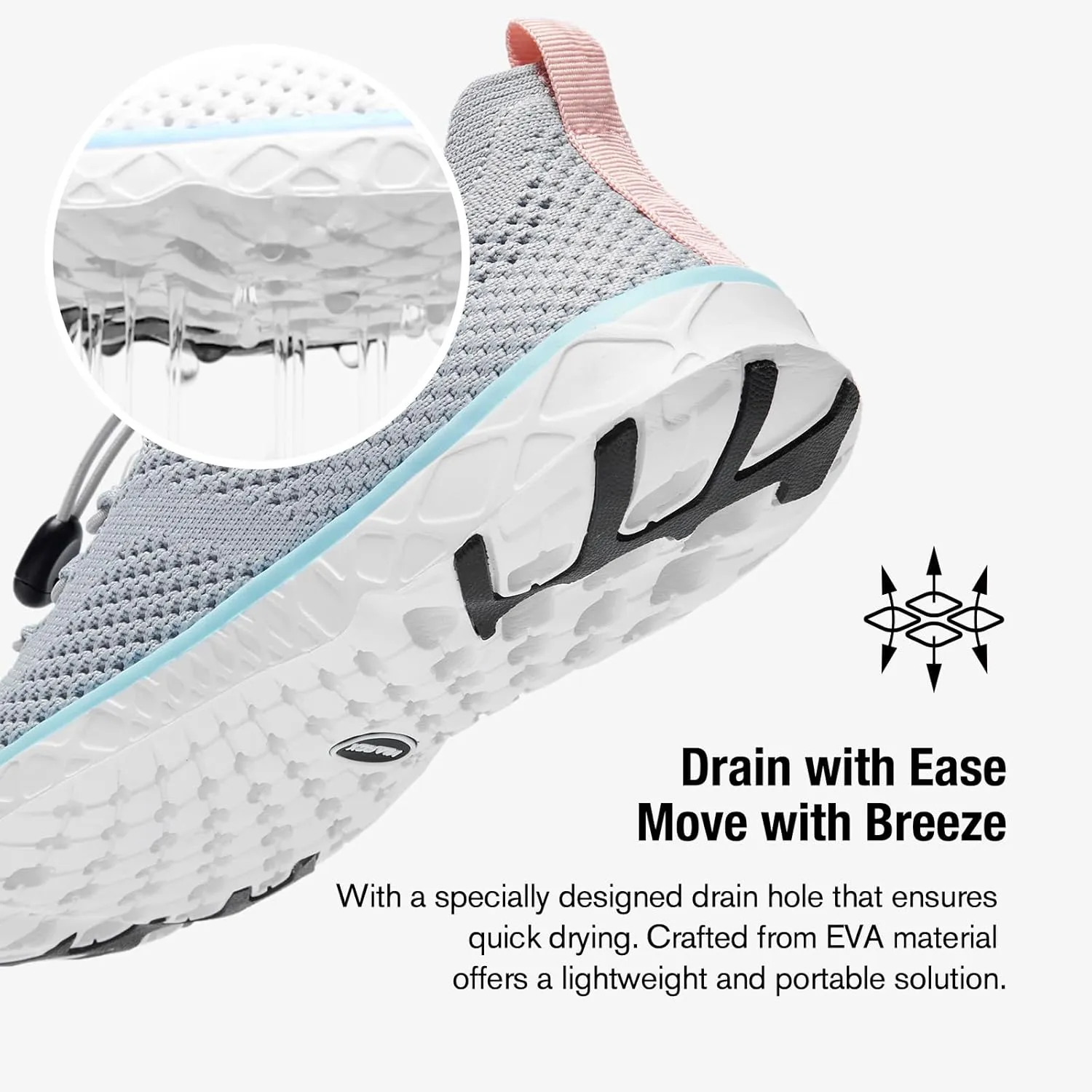 KOLILI Women's Stylish Water Shoes, Tennis Walking Shoes with Arch Support, Best for Water Sports, Travel & Walk