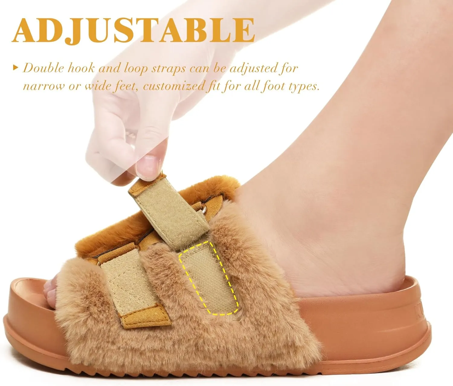 KuaiLu Women's Orthotic Slippers With Arch Support Soft Cushion Sandal Slippers for Woman Ladies Fashion Open Toe Faux Fur Platform Slipper Indoor Outdoor Size 6~12