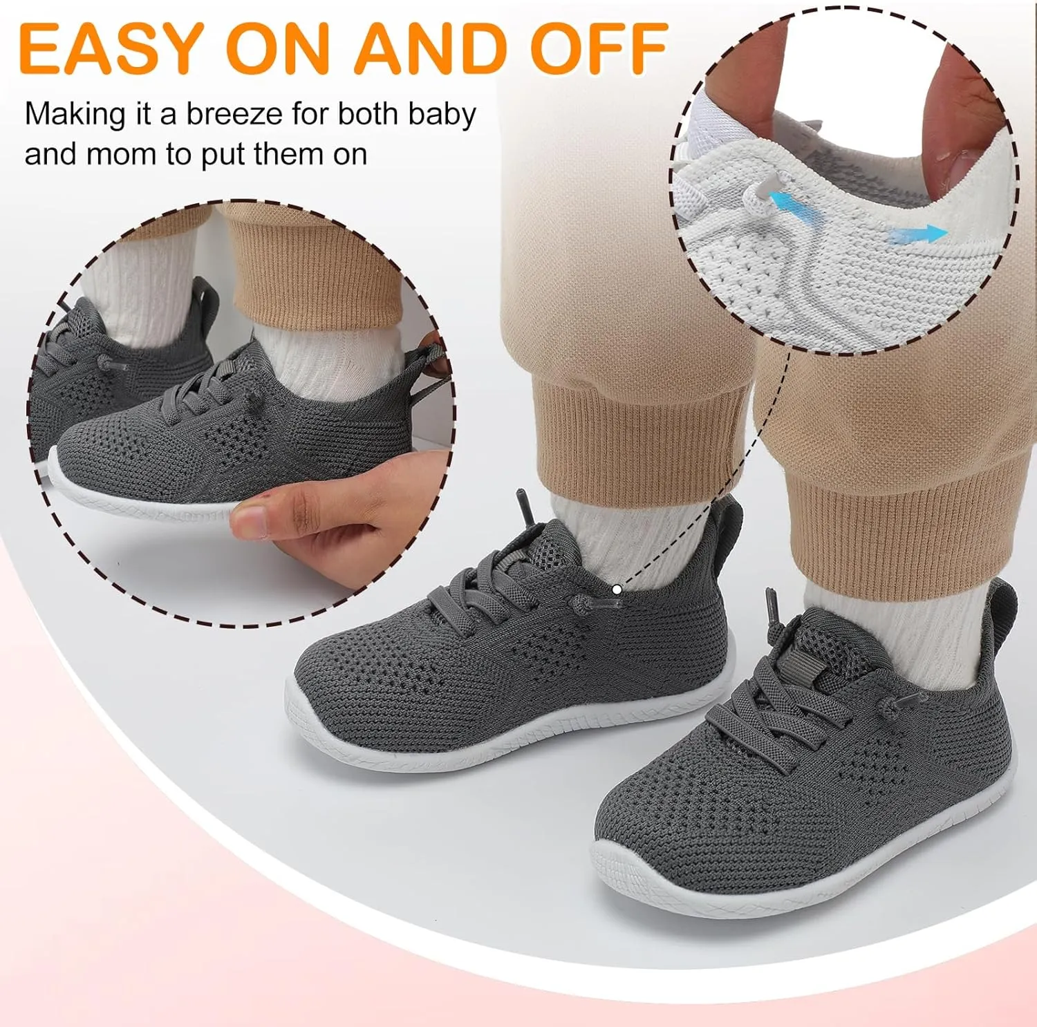 L-RUN Toddler Boys Girls Tennis Shoes Breathable Comfortable Barefoot Wide Summer School Walking Sneakers Baby First Walking Shoes