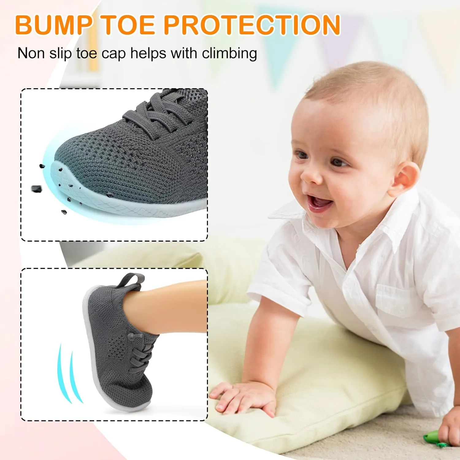 L-RUN Toddler Boys Girls Tennis Shoes Breathable Comfortable Barefoot Wide Summer School Walking Sneakers Baby First Walking Shoes