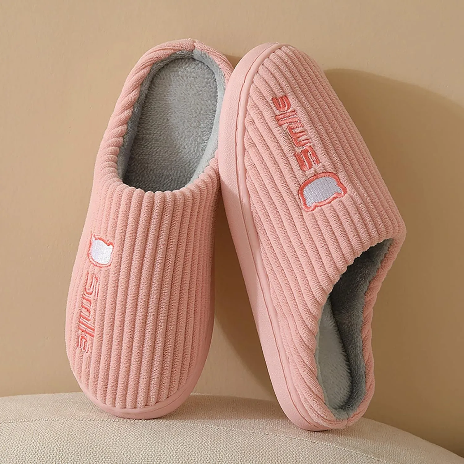 Ladies Low Heel Autumn Winter Slipper Lippers for Women Winter Warm Memory Foam House Slippers Soft Sole Shoes