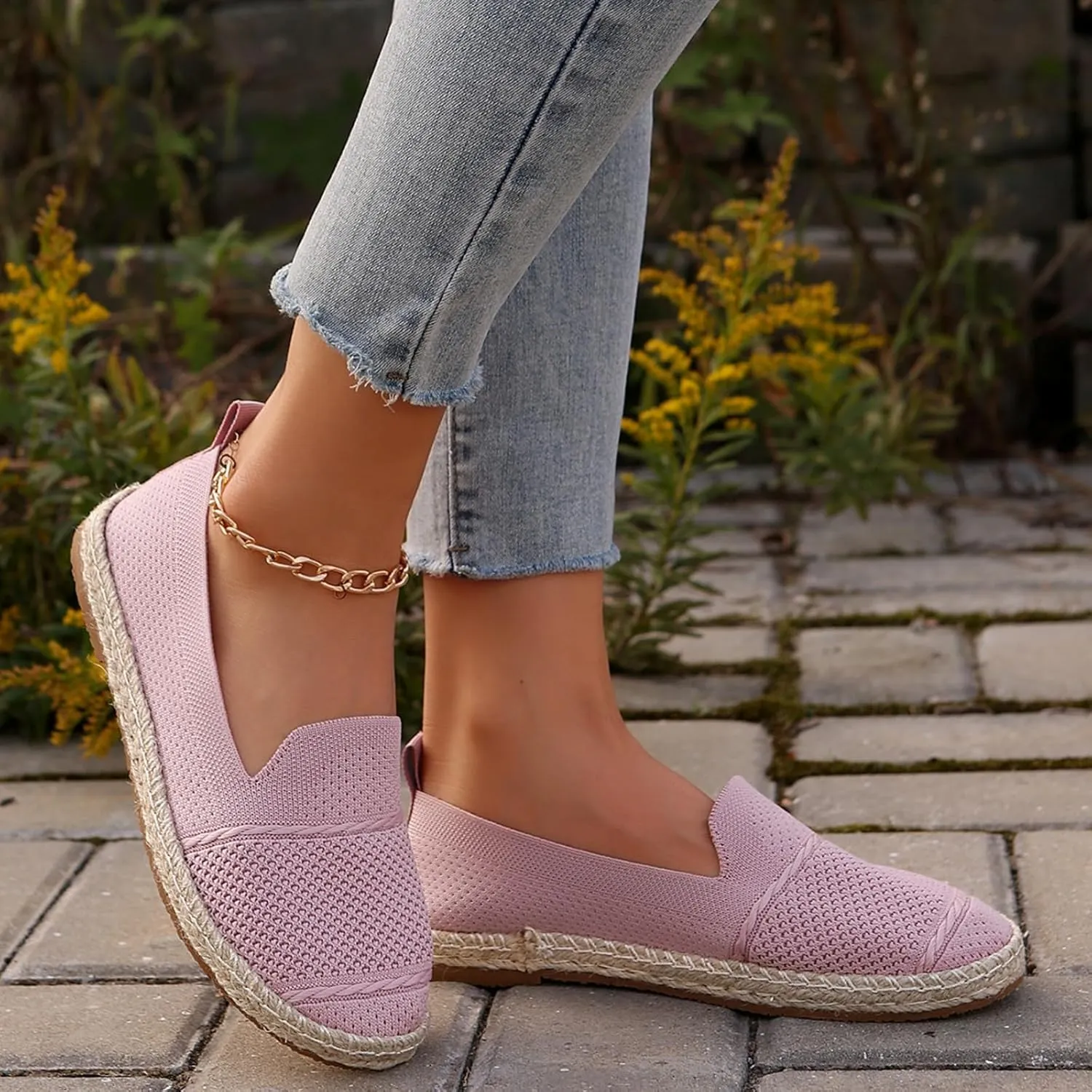 Ladies Slip on Loafer Shoes Womens Flats Dress Shoes Casual Comfortable Mesh Breathable Slip on Shoes Walking Sneakers
