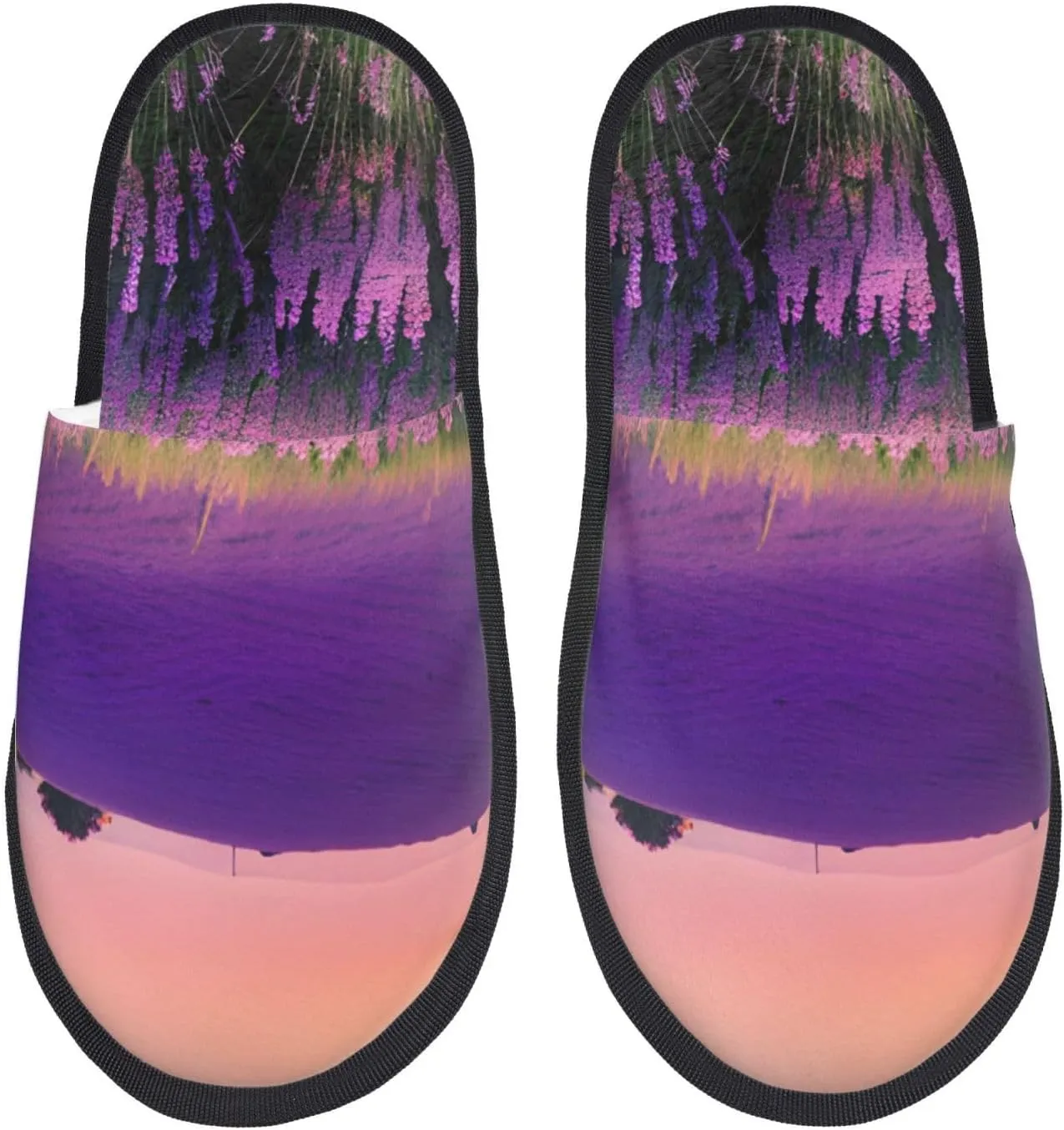 Lavender Meadow at Sunset Spring Printed Slippers Cozy Indoor Slide Unisex House Slippers Soft Plush Slip-on Slippers