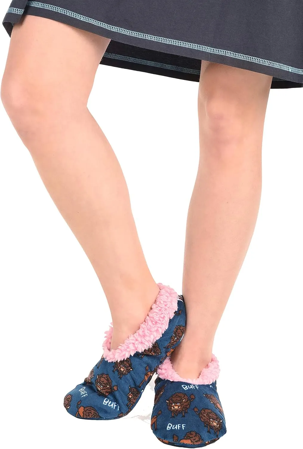 Lazy One Fuzzy Feet Slipper Socks for Women, Cute Fleece-Lined House Slippers, Cute Dog & Cat Design
