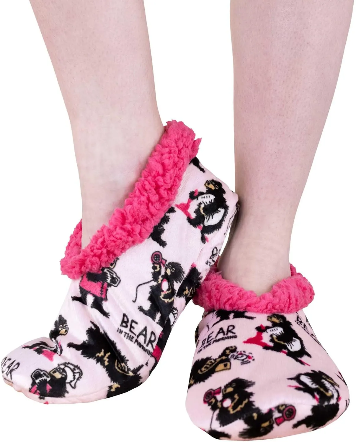 Lazy One Fuzzy Feet Slipper Socks for Women, Cute Fleece-Lined House Slippers, Non-Skid Slipper Socks