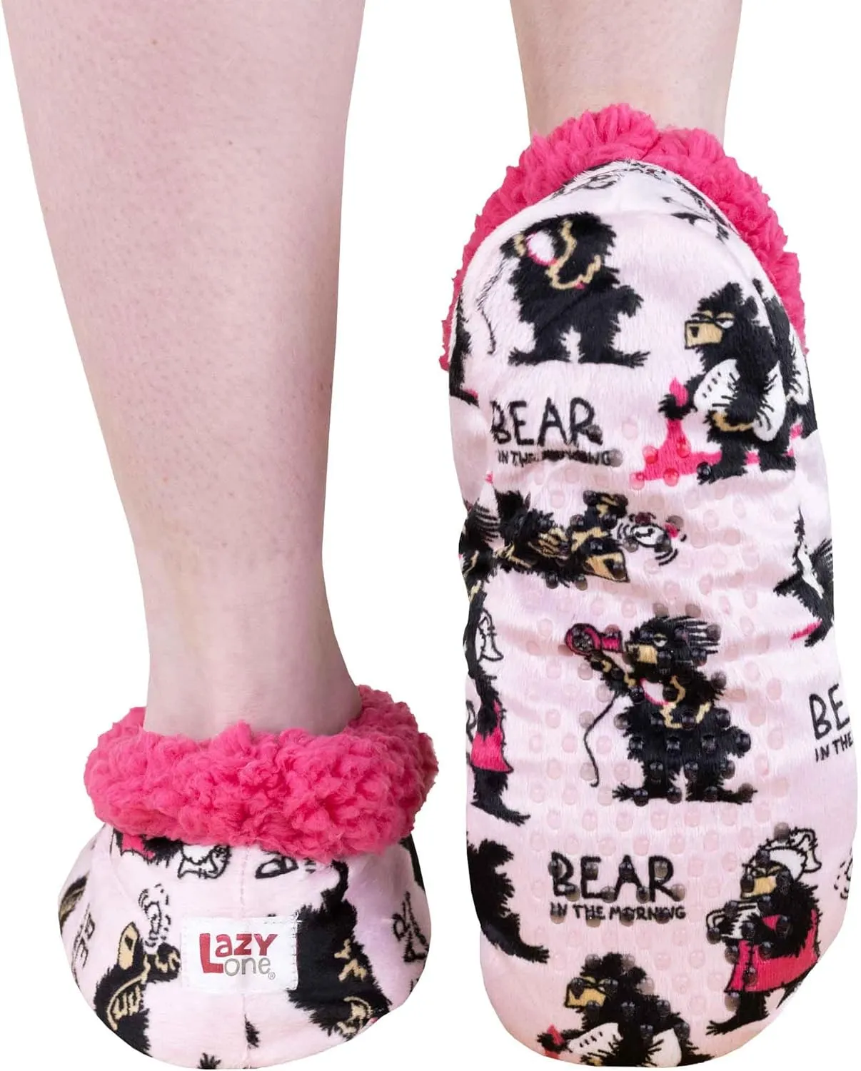 Lazy One Fuzzy Feet Slipper Socks for Women, Cute Fleece-Lined House Slippers, Non-Skid Slipper Socks