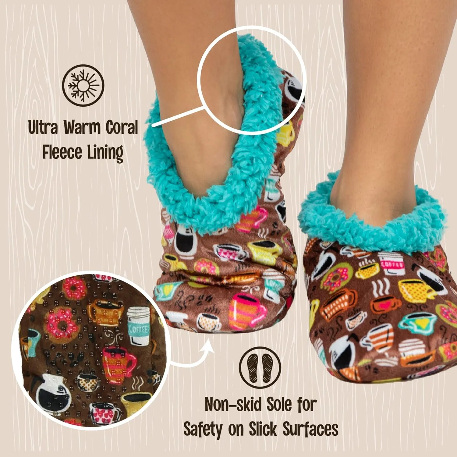 Lazy One Fuzzy Feet Slippers for Women, Cute Fleece-Lined House Slippers, Cute Slipper Socks