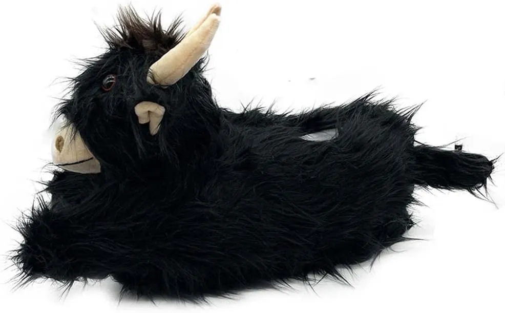 LELEBEAR Highland Cow Slippers, Plush Animal Slippers, Home Indoor Soft Anti-Slip Cute Slippers for Women and Men