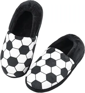 Little Kids Big Boys House Slippers, Kids Warm Slip On Home Slippers with Soft Memory Foam Cute Winter Nonslip Indoor Shark Dinosaur Soccer Dog Slippers