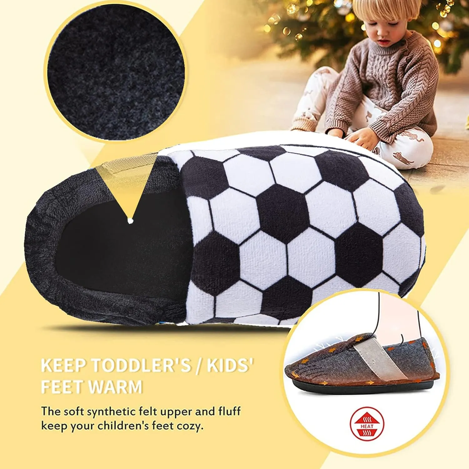 Little Kids Big Boys House Slippers, Kids Warm Slip On Home Slippers with Soft Memory Foam Cute Winter Nonslip Indoor Shark Dinosaur Soccer Dog Slippers