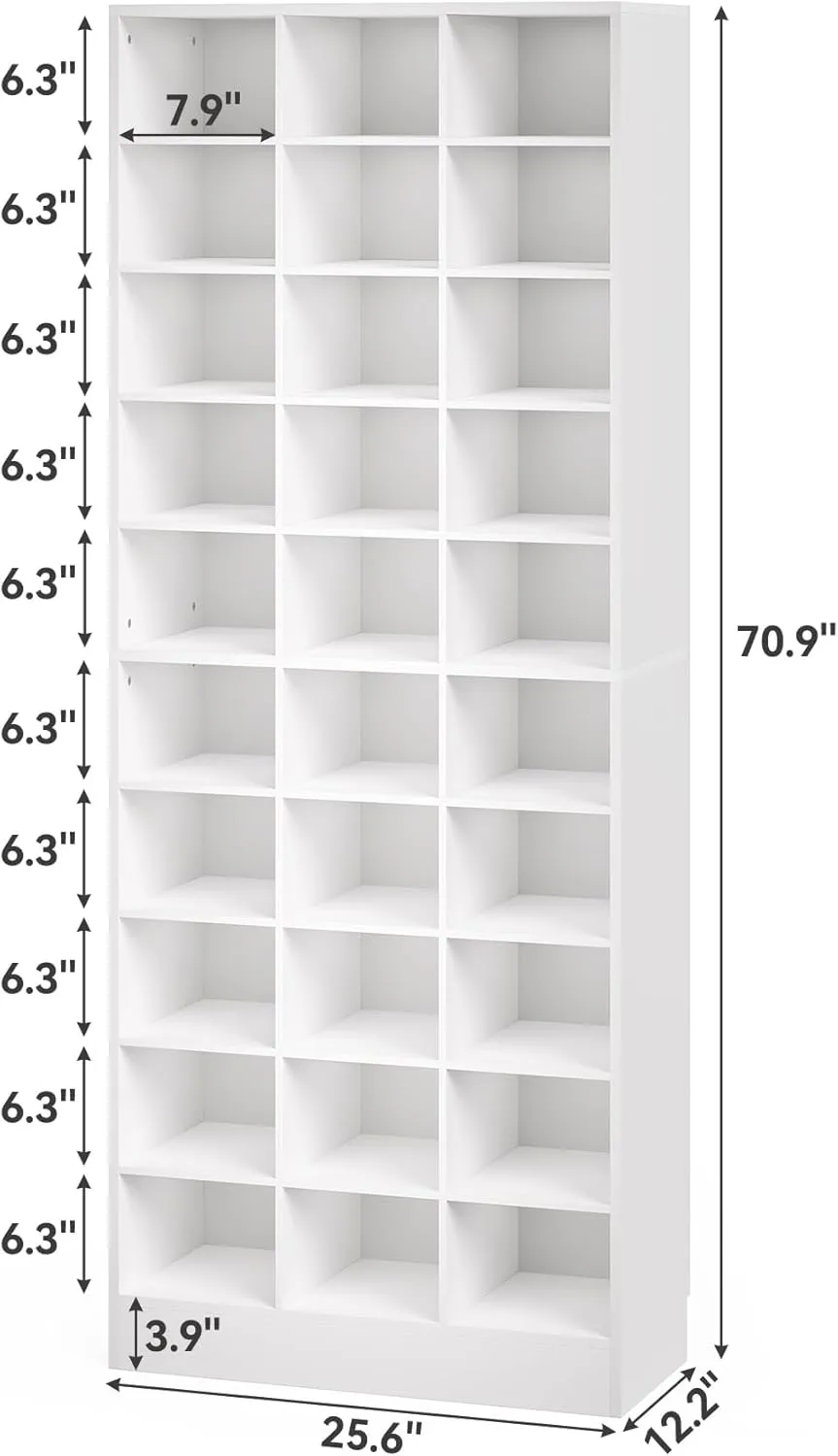 LITTLE TREE 70.9" Tall Shoe Rack, 10-Tier Freestanding Shelf, Max. Store 30 Pairs, Shoe Cabinet Organizer for Living Room, Entryway, Cloakroom, White