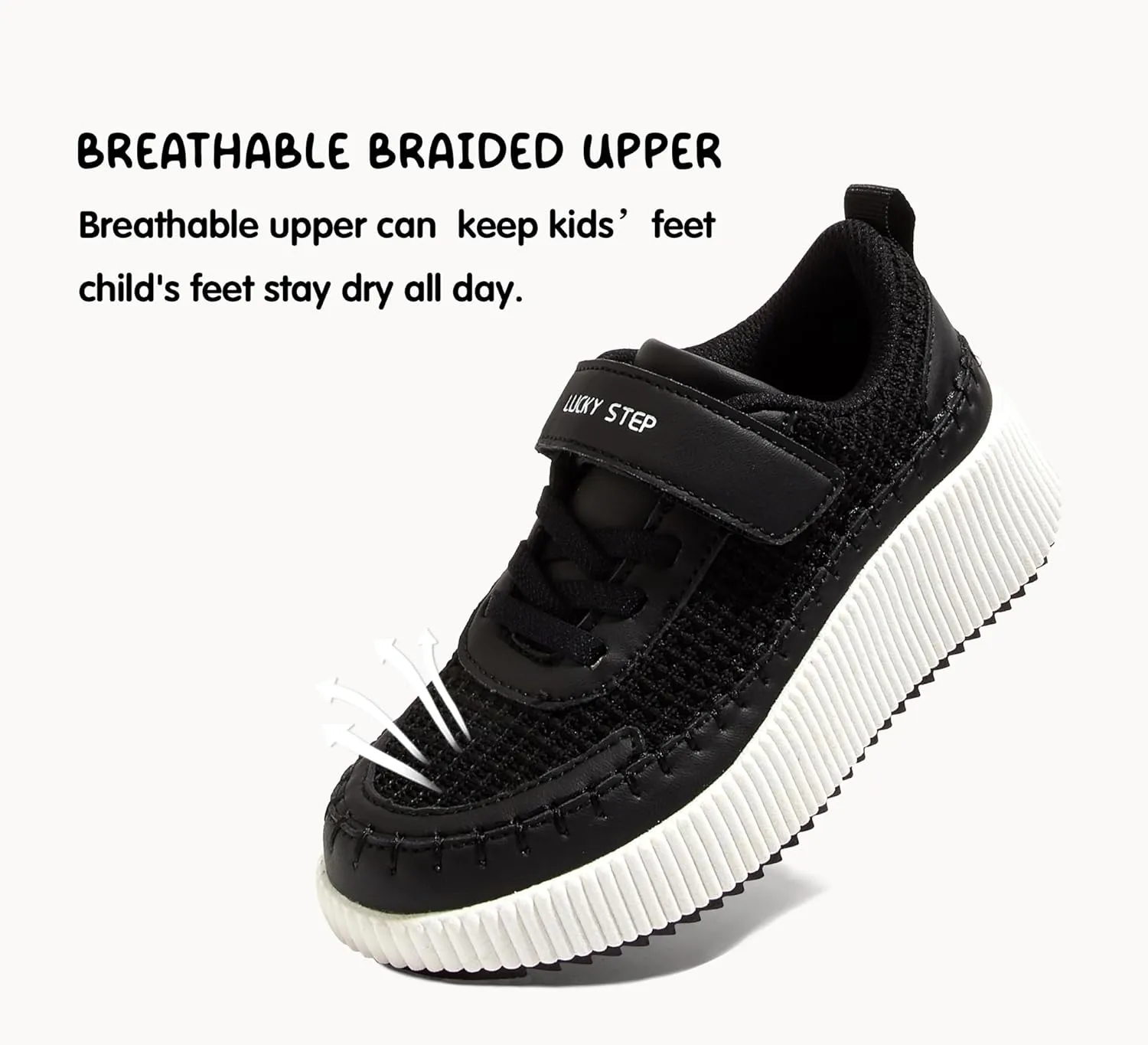 LUCKY STEP Kid's Glitter Running Sneaker Sparkly Braided Shiny Bling Princess Shoes School Athletic Walking Shoes for Children/Boys/Girls