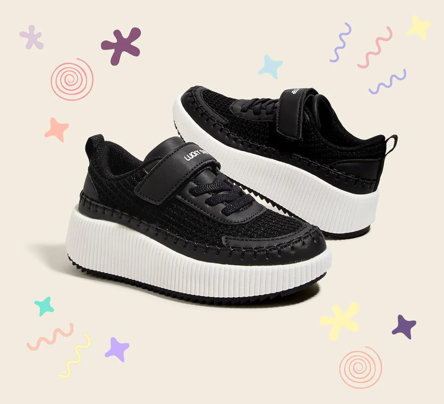 LUCKY STEP Kid's Glitter Running Sneaker Sparkly Braided Shiny Bling Princess Shoes School Athletic Walking Shoes for Children/Boys/Girls